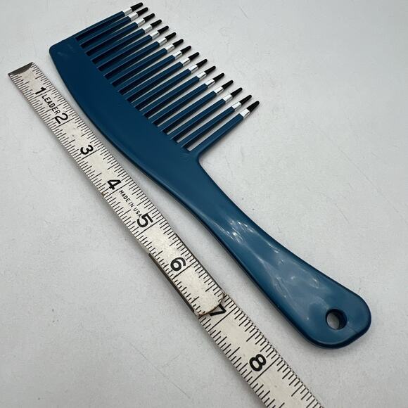 Mebco Twice Dipped Volume Wide Comb Pocket Vintage 1980s Blue Black White 8.5" - Picture 7 of 7